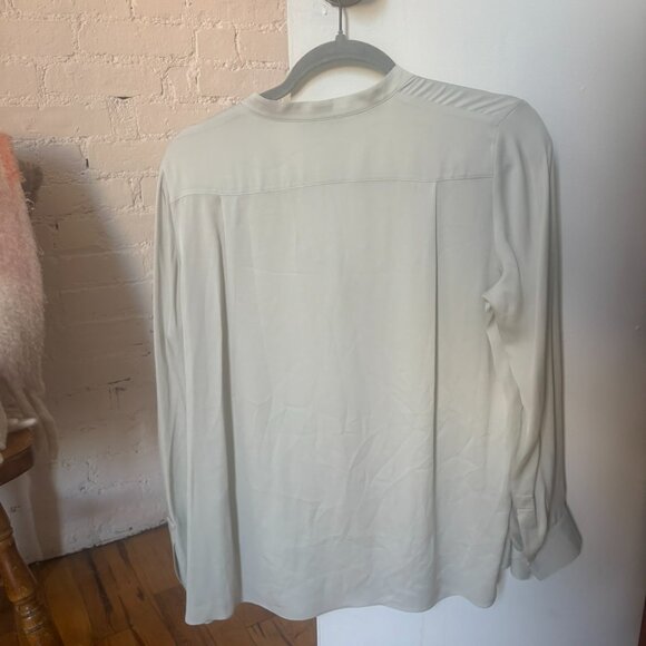 Vince Slim Band Collar Silk-Blend Blouse - Picture 4 of 4